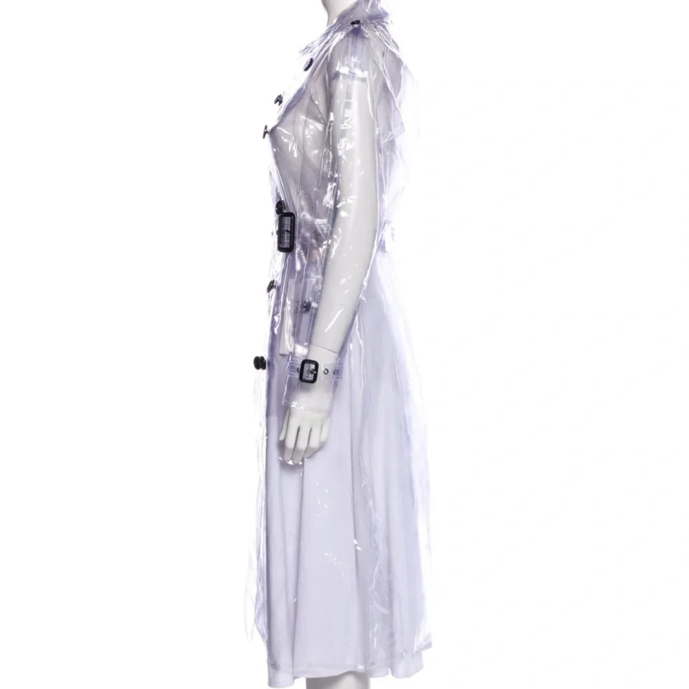 Burberry Authentic Transparent PVC Vinyl Trench Coat Jacket Belt Women’s 8 Med - Picture 2 of 5